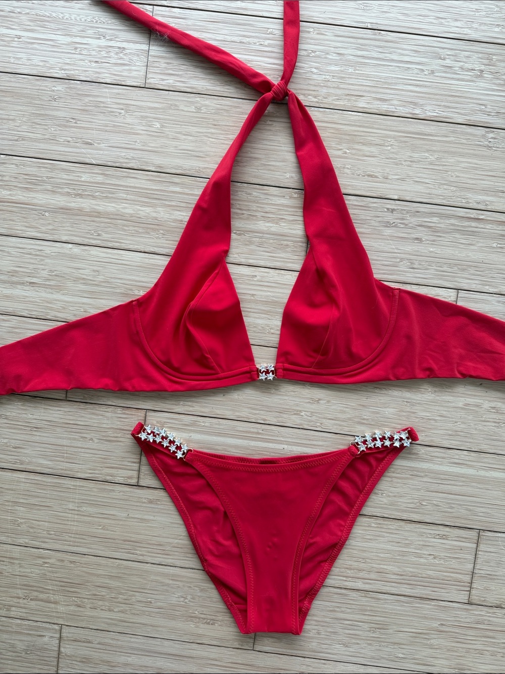 Pain de Sucre red bikini w/ rhinestone stars
